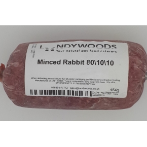 Landywoods Complete Minced Rabbit 80/10/10 454g Frozen Raw Dog Food